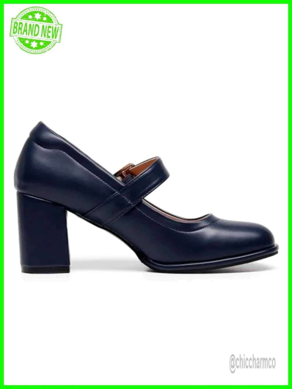 Women's Mary Jane Pump Heeled Shoes with Chunky Block Heel